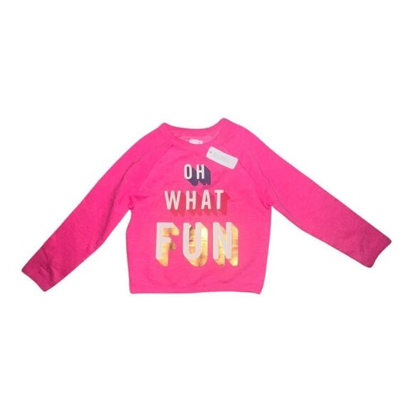 Gymboree Girls Pink Oh What Fun Graphic Sweatshirt Metallic Small NWT - Picture 1 of 7